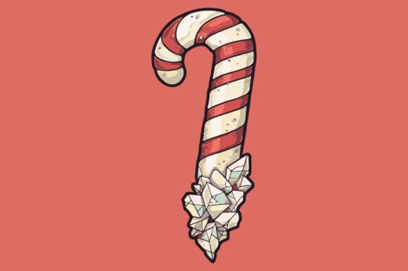 Candy Cane with Crystals: A Sparkling Design for Creative and Commercial Use