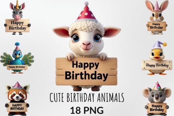 Celebrate with Adorable Animals: The Cute Birthday Animals Sublimation Bundle