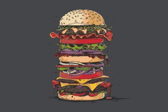 Cheeseburger Stacked High: A Bold Design Element for Creative Projects