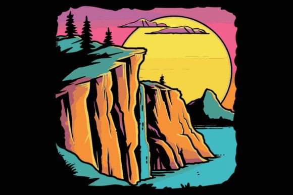 Cliff Face with Stunning Landscape: A Versatile Design for Strategic Branding and Creativity