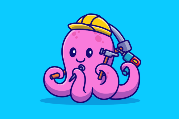 Cute Octopus Handyman Cartoon: A Versatile Design Asset for Creative Projects