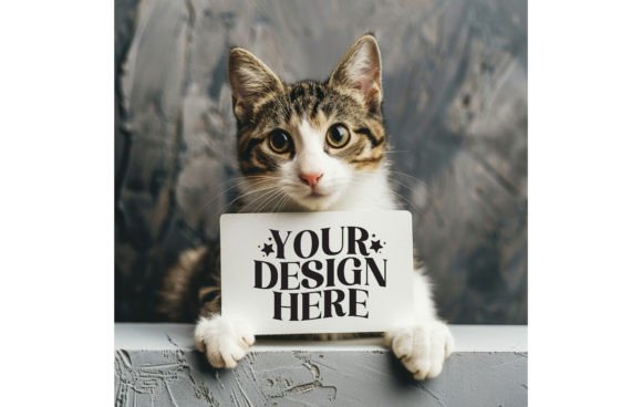 Enhance Your Design Portfolio with a Cat on Wood Board Mockup