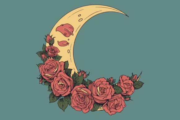 Moon with Roses: A Versatile Design for Business and Creative Use