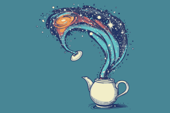 Teapot Pouring Out a Galaxy – A Cosmic Design for Everyday Creativity