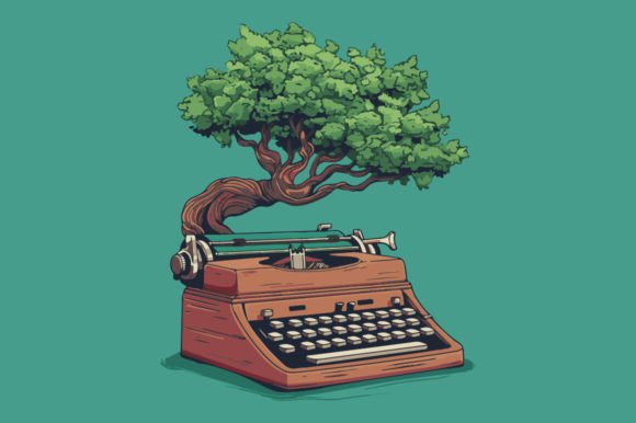 Tree Growing Out of a Typewriter – A Unique Design for Creative Projects