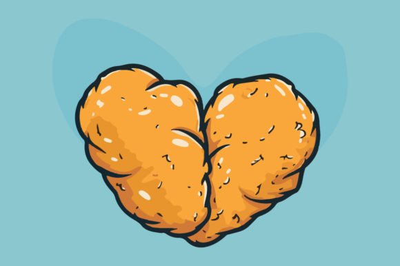 Two Pieces of Nuggets Forming a Heart Design